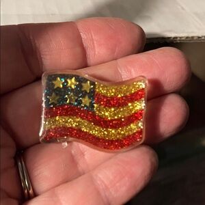 Glitter American Flag Pin - Red, Gold, Blue Stars 1370-1372